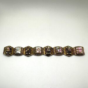 Vintage stamped Alpaca Mexico abalone shell bracelet!!